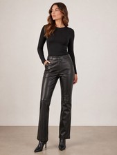 Theory Women’s Slim Fit Leather Pants – Black – Size 2 – Genuine Lamb Leather picture