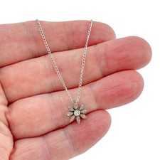 Vintage Sarah Coventry Sterling Silver 925 Cubic Zirconia Flower Necklace 15