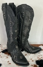 Lane Cossette Boots Women's Size 8 Black Leather Studs picture