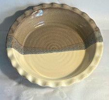 Ceramic Fluted Pie Dish 10.5in Round Beige hand made by Neher pottery recipe  picture