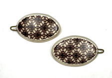 Antique Art Deco Celluloid Hair Barrettes Pair France 1920s 1930s 1.5