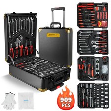 909 PCS Mechanics Tool Set Wrench Socket kit Ratchet Metric Set With Box picture