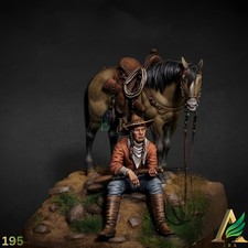 1/24 Scale Cowboy Figure w Horse Western Diorama Resin Figure Model Kit Toy New picture