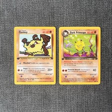 1st Edition Mankey 61/82, Dark Primeape 43/82 LP - Team Rocket - Vintage Pokémon picture