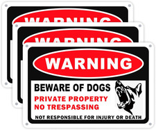 3 Pack Beware of Dog Signs for Fence - 10X7 Inch, Rust Free Aluminum, Reflective picture