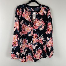 Torrid Studio Crepe De Chine Floral Button Front Blouse Top Plus 2X picture