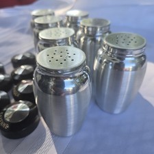 Vintage 1950s Kromex Spun Aluminum Spice Shaker Set of 7 - Near Mint MCM Retro picture