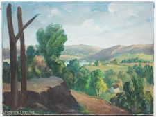 Stunning Vintage Impressionist Oil Painting Mountain Landscape with Homes 18x24