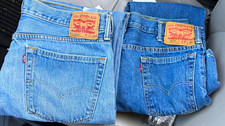 Levi's Men’s Blue Denim Bootcut Jeans Regular Fit Medium Wash Zip Fly picture