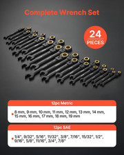 VEVOR 24-Piece Flex-Head Ratcheting Wrench Set | SAE & Metric 72-Tooth picture
