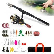 Carbon Fiber Telescopic Fishing Rod Pole Reel Bag Combo Sea Saltwater Freshwater picture
