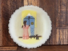 VINTAGE 1983 FENTON HAND PAINTED PLATE #744/7500 J. HART CHRISTMAS URANIUM picture