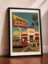 Vintage In-N-Out Burger Retro Wall Art Print Framed 8x10 in 10x12 Black Frame picture