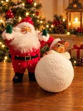 Vtg Annalee Winter Carnival Boy Mouse With Snowball 4” & Santa 2004 Christmas  picture