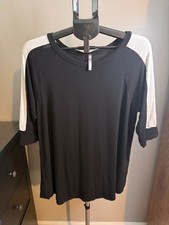 Cool Melon Black & White Colorblock Tunic Top XL 3/4 Sleeve picture