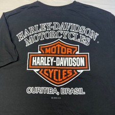 Vintage Harley Davidson Curitiba Brazil TShirt Grupo IZO Double Sided Y2K Size L picture