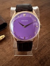 Stunning 1950's 18K Solid Rose Gold Swiss Movado, Unusual Purple Dial, Manual  picture