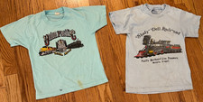 (2) VTG 80s Union Pacific & Sandy Dell Shirts Size Kids S/M Single Stitch STAIN picture