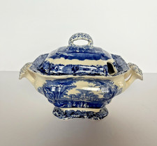 Vintage Mason's Vista blue transferware sauce/gravy  covered tureen made England picture