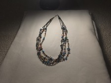 VINTAGE NATIVE AMERICAN  STYLE 4 STRAND TREASURE / FETISH NECKLACE W SS AT TOP picture