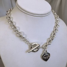Please Return to Tiffany Silver Heart Tag Toggle Necklace in Silver AUTHENTIC picture