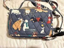 NWT - VERA BRADLEY RFID 3 in 1 CROSSBODY Wristlet Bag Purse with HOLIDAY DOGS picture
