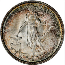 PCGS MS67 1945-D U.S. Philippines 20 Centavos - Nice Toning picture