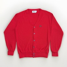 Vintage Steeplechase Grandpa Cardigan Sweater Red Button Front Hipster Size M picture