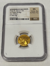 Kingdom of Macedon Philip III 323-317 BC AV Gold Stater NGC MS  5/5 picture