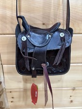 New With tags Handcrafted Tooled Leather Saddle Shoulder Bag Purse Brown picture