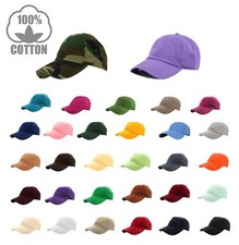 Plain Cotton Baseball Cap Polo style Washed Adjustable SHIP in BOX picture