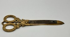 Antique Ornate Solid Brass Scissors Thermometer Victorian Era Novelty 1890-1910 picture