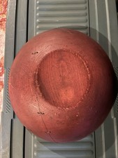 Wonderful Early Original Red Wooden Bowl With Lip-old Repairs-14.5” X14  1/4” picture