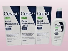 CERAVE PM FACIAL MOISTURIZING LOTION ULTRA LIGHWEIGHT 3 OZ BOXED LOT OF 3 picture