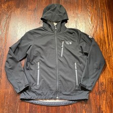 Mountain Hardwear Principia Softshell Jacket Mens L Black Hooded Lined OM4750 picture