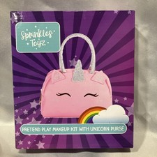 Pretend Play Makeup Kit & Accessories with Pink Glitter Unicorn Purse- BRAND NEW picture