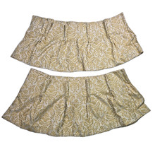 Vtg 1970s Pinch Pleat Valances Gold Jacquard Floral Curtains Burlington House picture