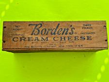 BORDEN'S  Primitive Wooden Cream Cheese  Box Advertising 3 Lb USA NY picture