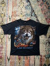 Vintage 1993 Sturgis Black Hills Rally Wolf T-Shirt picture