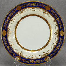 Minton K228 Raised Beaded Gold Neoclassical Scrollwork Cobalt 10 5/8 Plate G picture