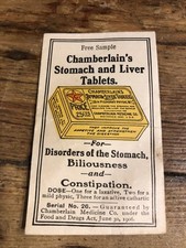 ANTIQUE CHAMBERLAIN'S STOMACH & LIVER TABLETS FREE SAMPLE ADVERTISING ENVELOPE picture
