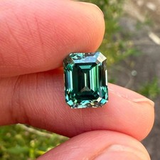 8.77 Ct Certified Natural Ceylon Blue-Green Parti Sapphire Emerald Cut Gemstone picture