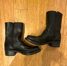 Frye 830272700 Women’s Size 8 Black Leather Mid-Calf Zip Boots 2004 Vintage picture