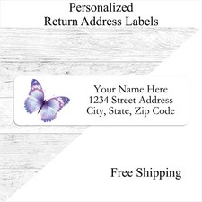 400 Butterfly Personalized Return Address Labels Printed Stickers 1/2 x 1 3/4 picture
