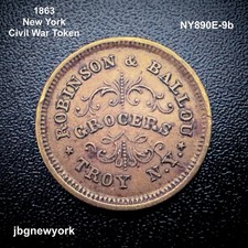 1863 Civil War Token, Robinson & Ballou, Grocers, Redeemed, F890E-9b,  #7 picture