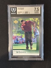 2001 Upper Deck Tiger Woods #1 Rookie Card RC BGS 7.5 Near Mint+ Centering 10 picture