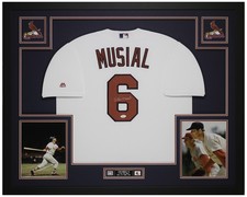 Stan Musial Autographed & Framed White St. Louis Jersey JSA Certified picture