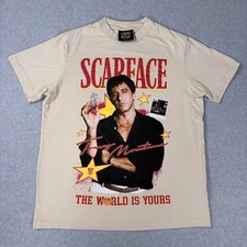 Scarface x Shoe Palace Tony Montana Graphic T-Shirt Tan Mens Small JM012382 picture