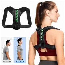 Gearari Upper Back Brace Posture Corrector for Unisex - Black picture