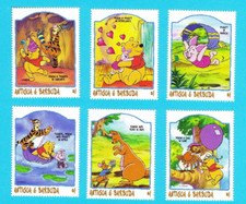 1998 WINNIE THE POOH STAMP SET TIGGER PIGLET KANGA ROO OWL DISNEY CARTOON MNH picture